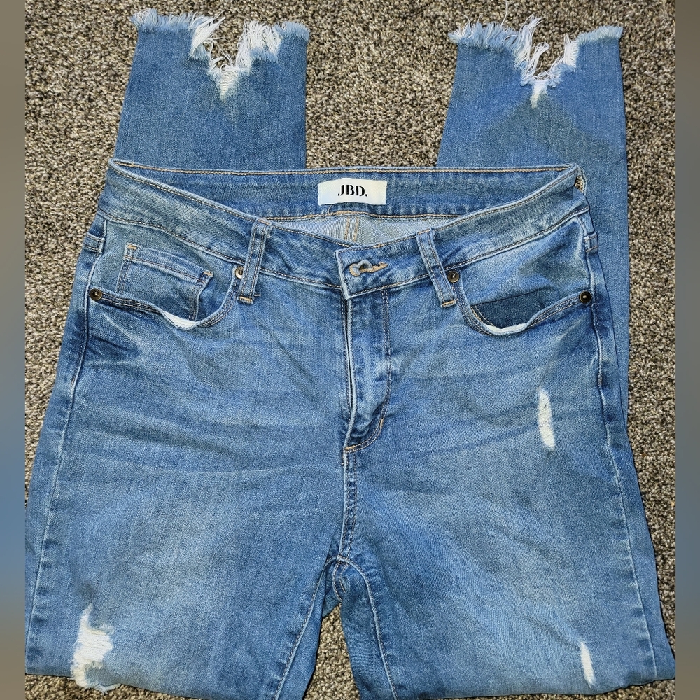 Just Black Distressed Blue Ankle Jeans